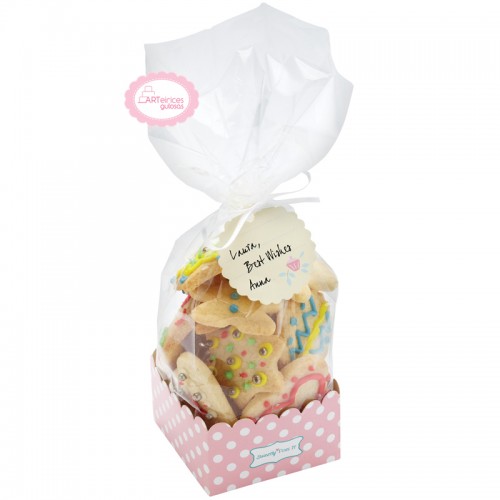 Sacos e Bases Rosa Bolinhas